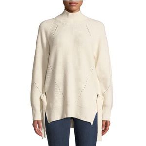 Rebecca Taylor Ribbed Turtleneck Tie Pullover